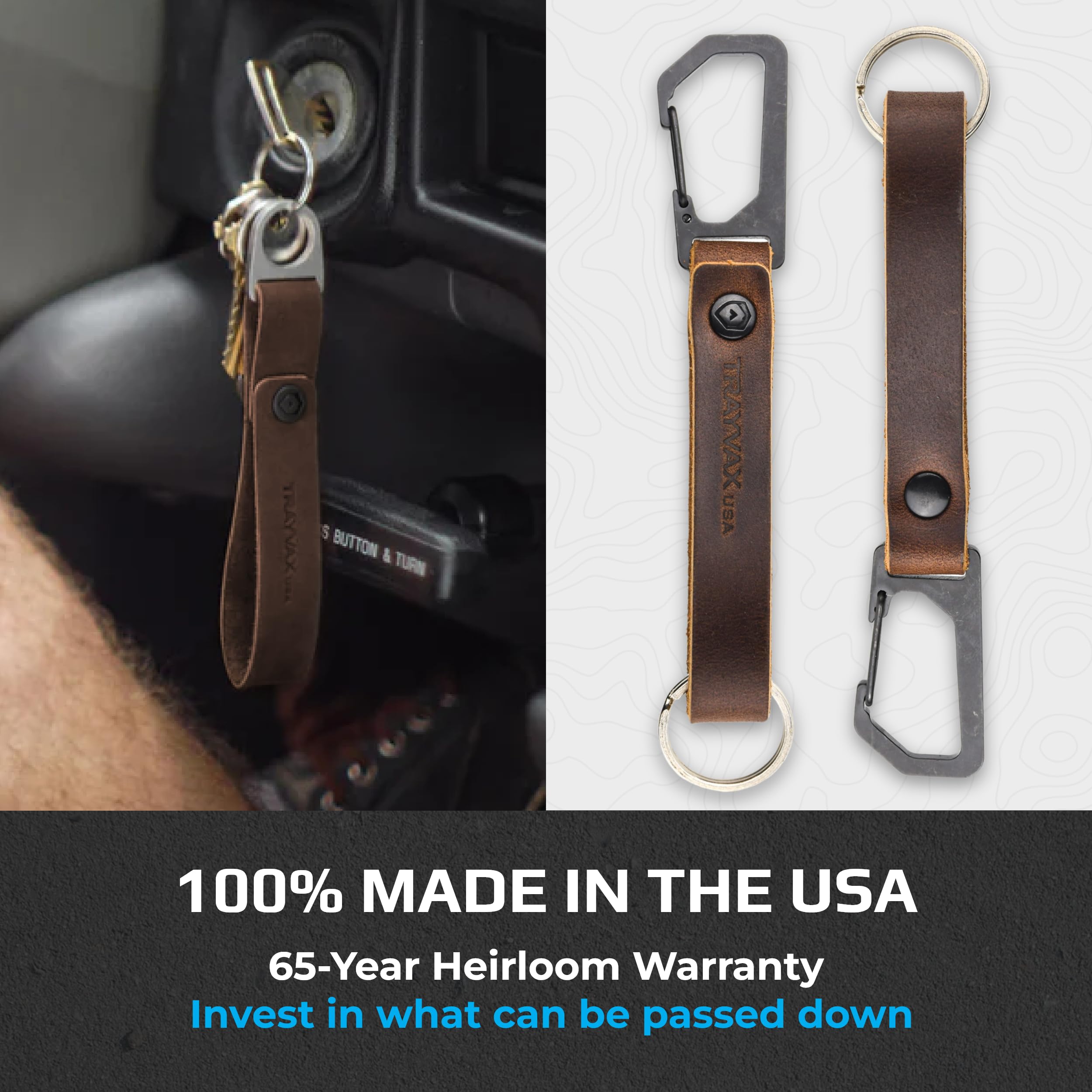 Amazon.com: Trayvax Keyton Leather Keychain, Quick Release